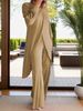 Icone™ ClassicSet: Klassisch Langarm Mit Stilvoll Frontschlitz Oberteil Und Hose Set