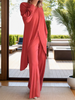 Icone™ ClassicSet: Klassisch Langarm Mit Stilvoll Frontschlitz Oberteil Und Hose Set