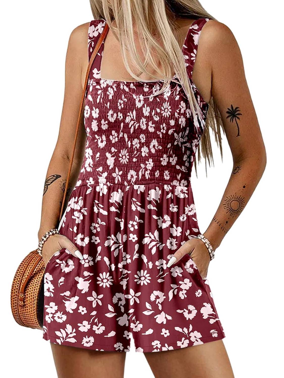 Icone™ SummerRomper: Damen Ärmellos Quadratischer Ausschnitt Sommer Strampler
