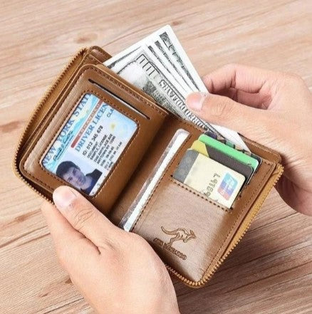 Icone™ ZippyWallet: Herren-Reißverschluss-Ledergeldbörse mit RFID-Schutz