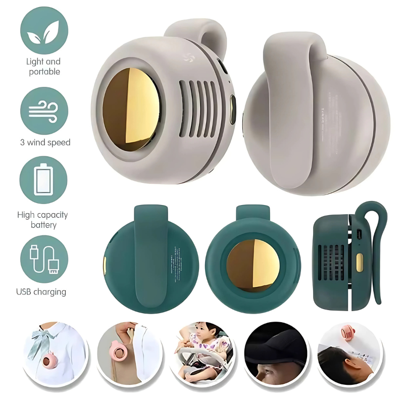 ClipFan - Mini Wiederaufladbar Hals Und Taillen Clip-On Ventilator