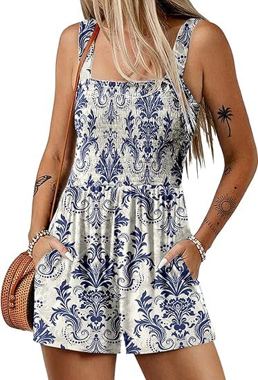 Icone™ SummerRomper: Damen Ärmellos Quadratischer Ausschnitt Sommer Strampler