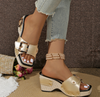 Happy™ ThickWedge: Stilvoll Eckiger Spitze Dick Keilabsatz Sandalen