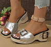 Happy™ ThickWedge: Stilvoll Eckiger Spitze Dick Keilabsatz Sandalen