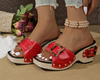 Happy™ ThickWedge: Stilvoll Eckiger Spitze Dick Keilabsatz Sandalen