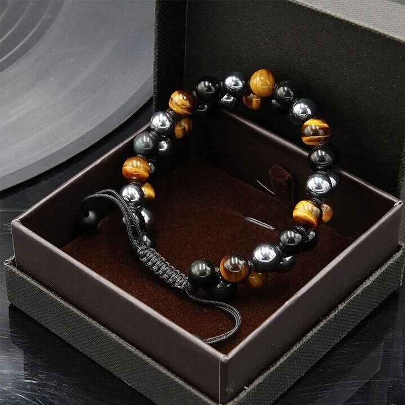 Jewelance™  ProtectionBracelet 1+1 GRATIS: Doppellagig Tigerauge Schutz Armband