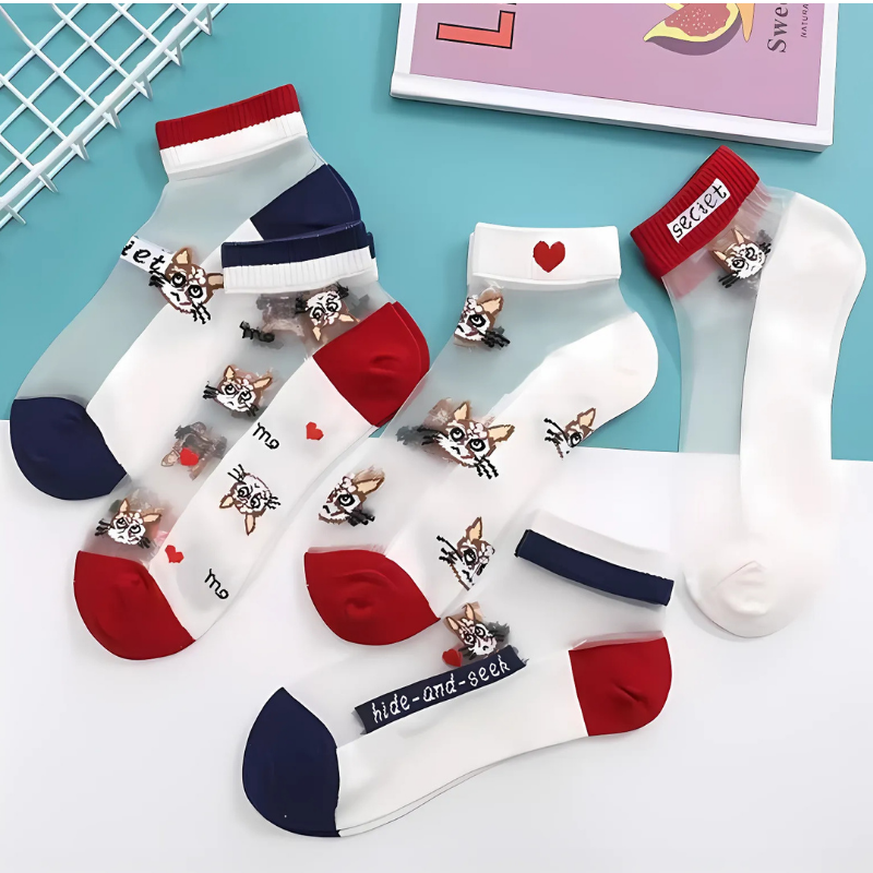 Happy™ MeshSocks: Atmungsaktiv Bequem Spaß Design Mesh Knöchelsocken