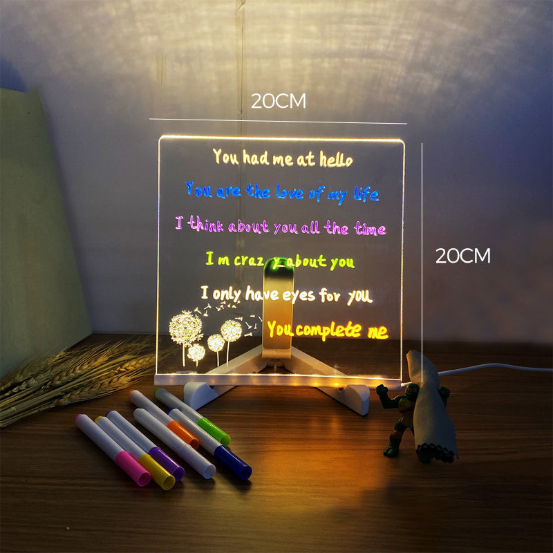 Kletshuts™ NoteBoard: LED-Lampe Acryl Notiz Und Zeichenbrett