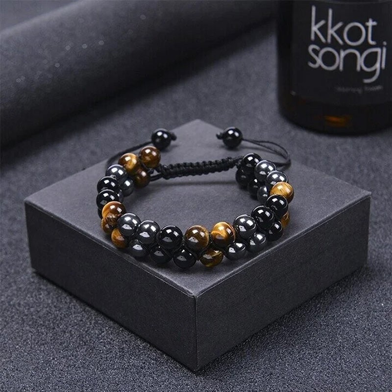 Jewelance™  ProtectionBracelet 1+1 GRATIS: Doppellagig Tigerauge Schutz Armband