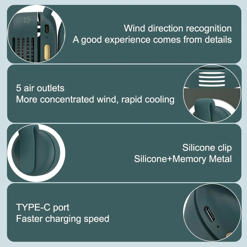 ClipFan - Mini Wiederaufladbar Hals Und Taillen Clip-On Ventilator