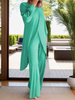 Icone™ ClassicSet: Klassisch Langarm Mit Stilvoll Frontschlitz Oberteil Und Hose Set