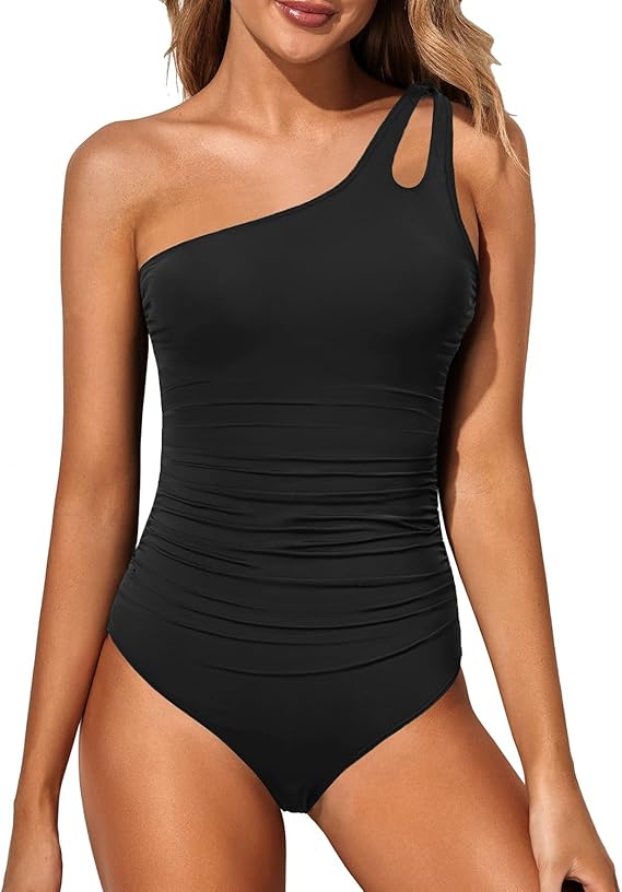 Icone™ StylishSwimsuit: Seitlich Träger Ein Schulter Stil Kurve Passform Badeanzug