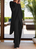 Icone™ ClassicSet: Klassisch Langarm Mit Stilvoll Frontschlitz Oberteil Und Hose Set