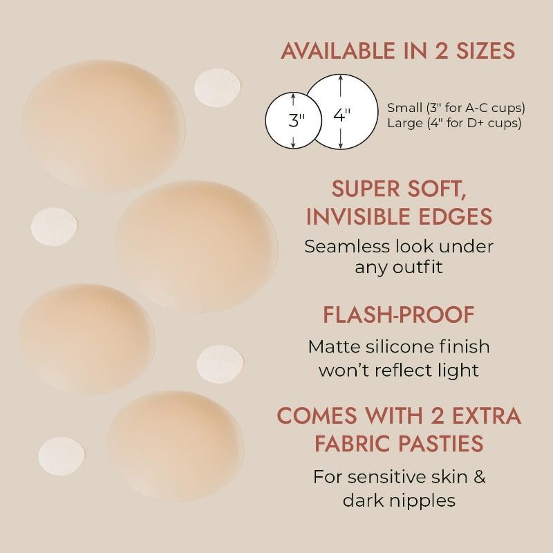 Icone™ NippleCover 1+1 GRATIS: Dünne, Matte Silikon-Klebbare Nippelabdeckungen