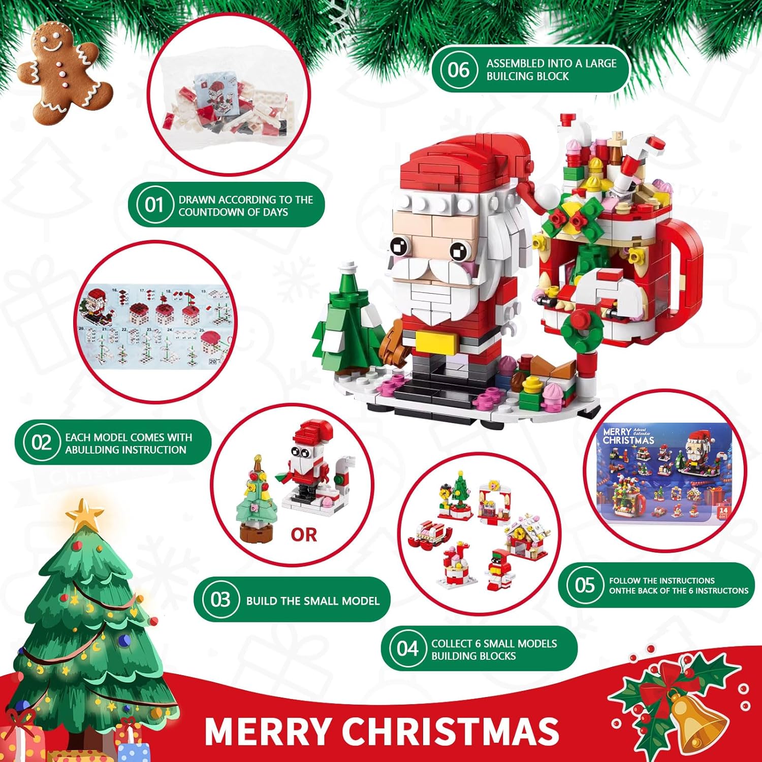 ChristmasBlocks: Weihnachten Advent Kalender Bausteine Set