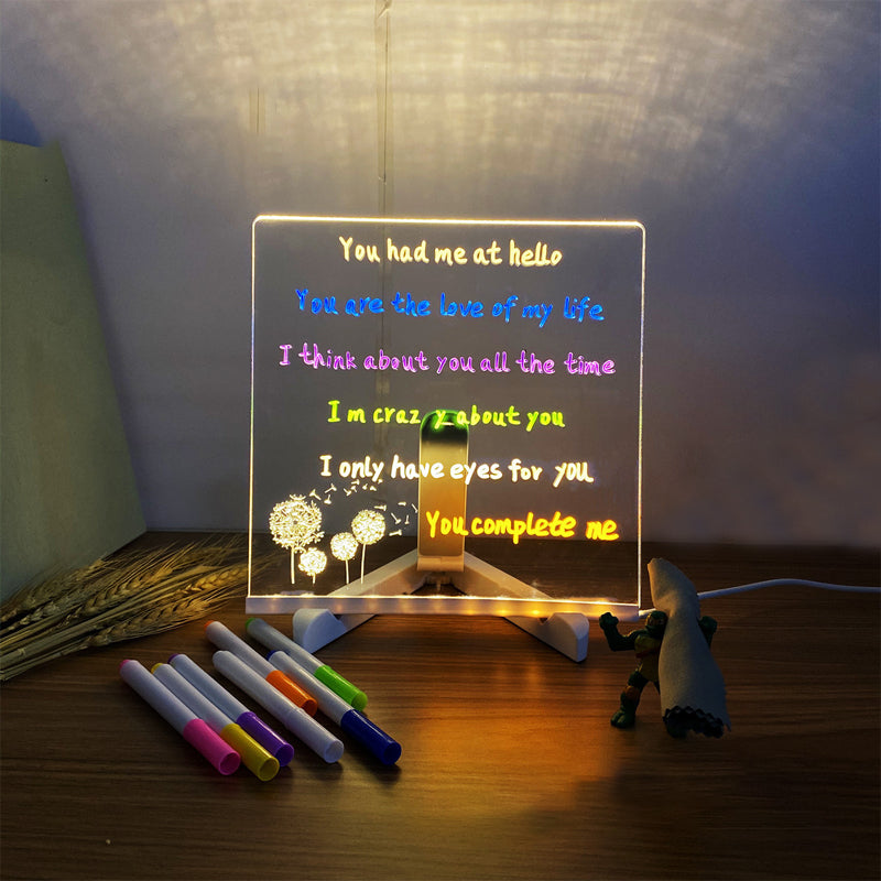 Kletshuts™ NoteBoard: LED-Lampe Acryl Notiz Und Zeichenbrett