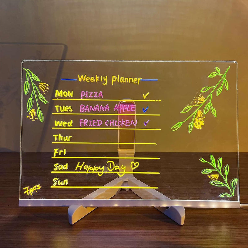 Kletshuts™ NoteBoard: LED-Lampe Acryl Notiz Und Zeichenbrett