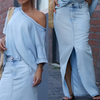 Icone™ FashionSet: Stilvolles Schulterfrei Top Und Jeansrock
