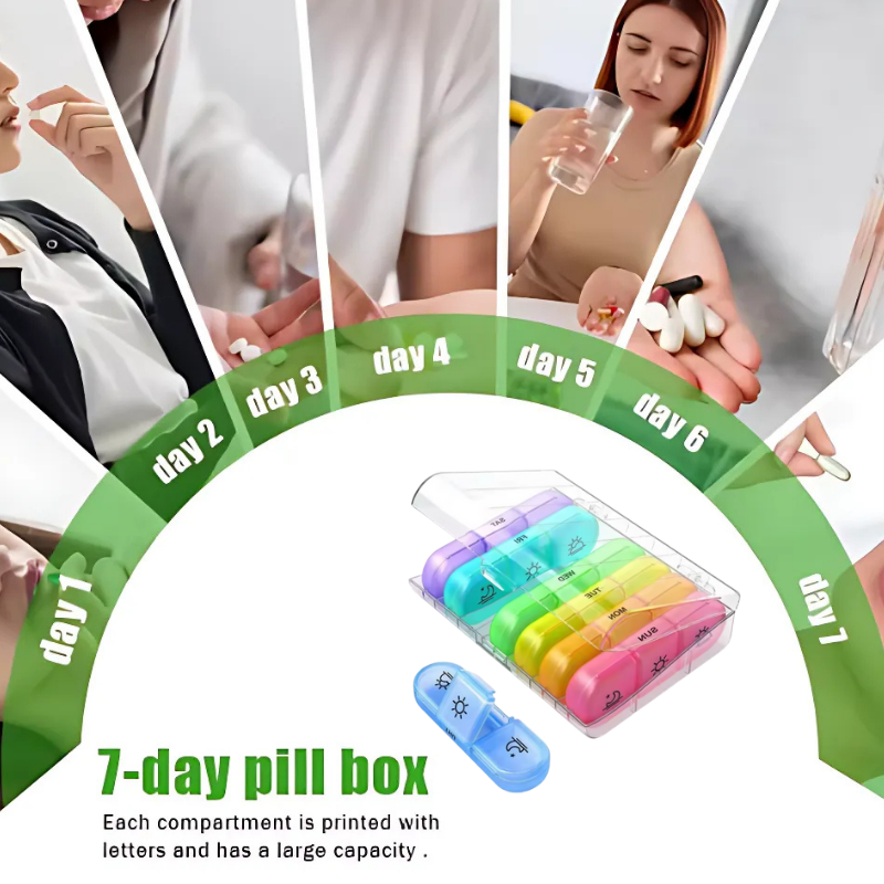 PillOrganizer 1+1 GRATIS: Tragbarer Pillen-Organizer Tägliche Und Wöchentliche Medikamentenaufbewahrung