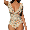Icone™ ElegantSwimsuit: Elegantes Plissee-Design V-Ausschnitt Bauchweg Badeanzug