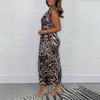 Icone™ SlitDress: Tiefer V-Ausschnitt Elegant Tier Print Schlitz Kleid