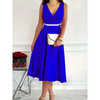 Icone™ ElegantDress: V-Ausschnitt Elegantes Damenkleid Mit Gürtel