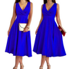 Icone™ ElegantDress: V-Ausschnitt Elegantes Damenkleid Mit Gürtel