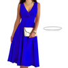 Icone™ ElegantDress: V-Ausschnitt Elegantes Damenkleid Mit Gürtel