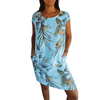 Icone™ CasualDress: Natur Print Rund Hals Legeres Kleid