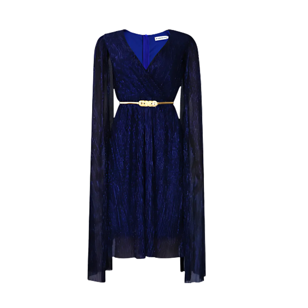 Icone™ ElegantDress: V-Ausschnitt Elegantes Damenkleid Mit Gürtel