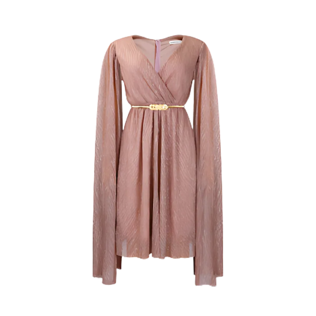 Icone™ ElegantDress: V-Ausschnitt Elegantes Damenkleid Mit Gürtel