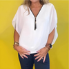 Icone™ LooseBlouse: Bequeme Reißverschluss Und V-Ausschnitt Lockere Bluse Für Damen