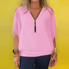 Icone™ LooseBlouse: Bequeme Reißverschluss Und V-Ausschnitt Lockere Bluse Für Damen