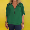 Icone™ LooseBlouse: Bequeme Reißverschluss Und V-Ausschnitt Lockere Bluse Für Damen