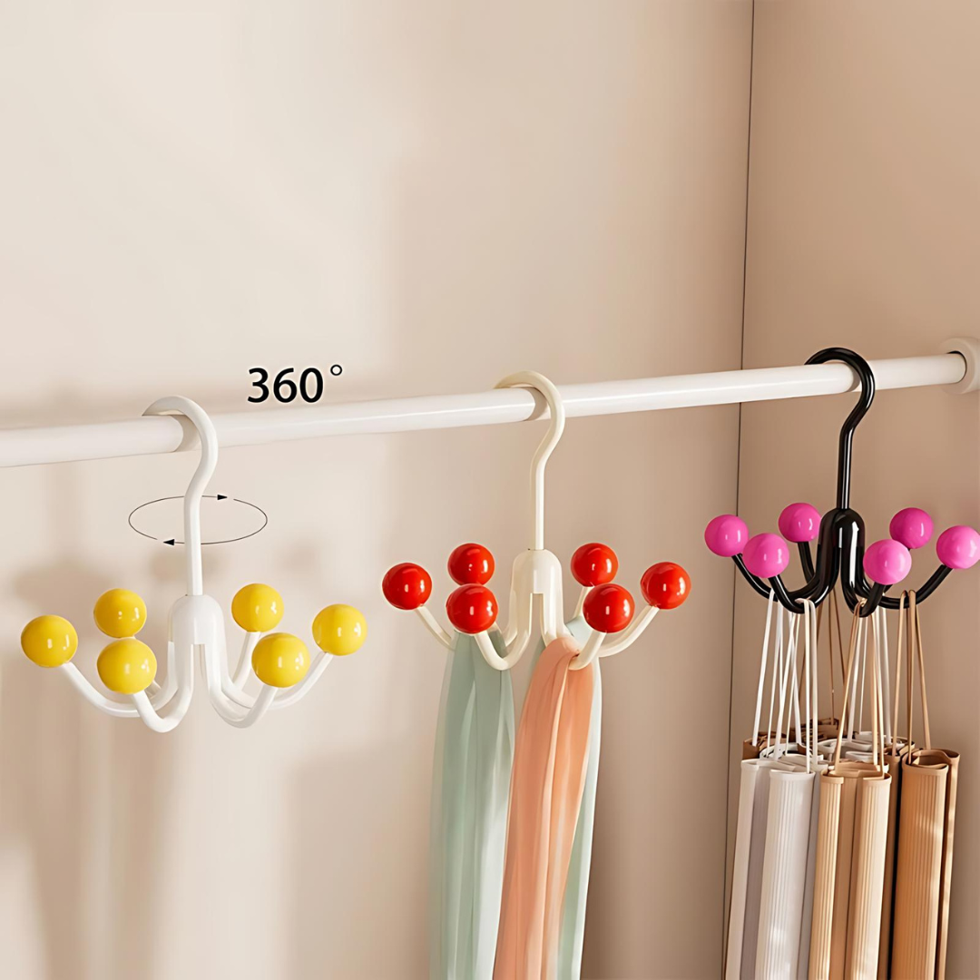 GlideHold® HangerHooks: 360° Drehbar 6 Haken Schrankorganizer Bügel