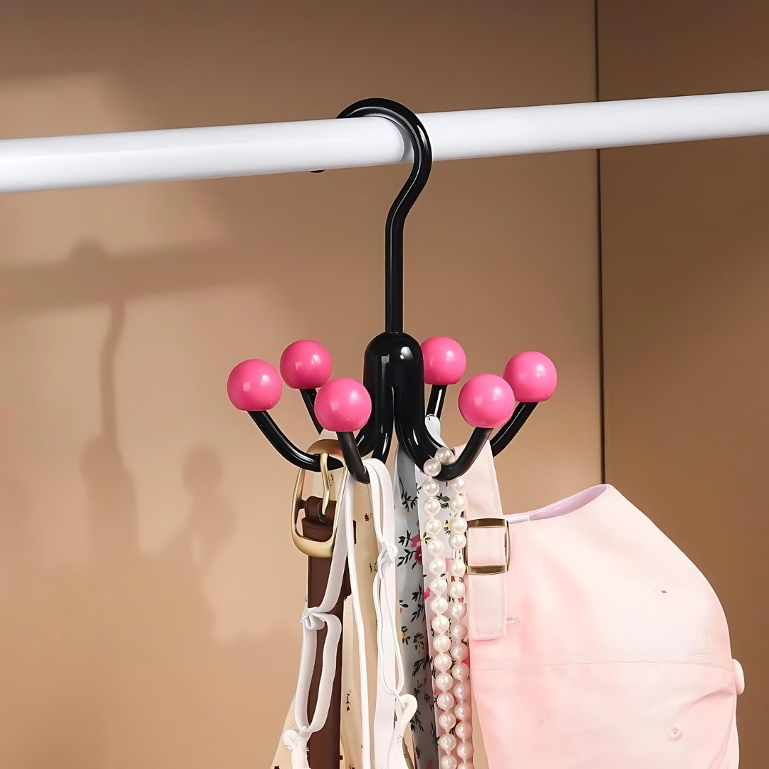 GlideHold® HangerHooks: 360° Drehbar 6 Haken Schrankorganizer Bügel