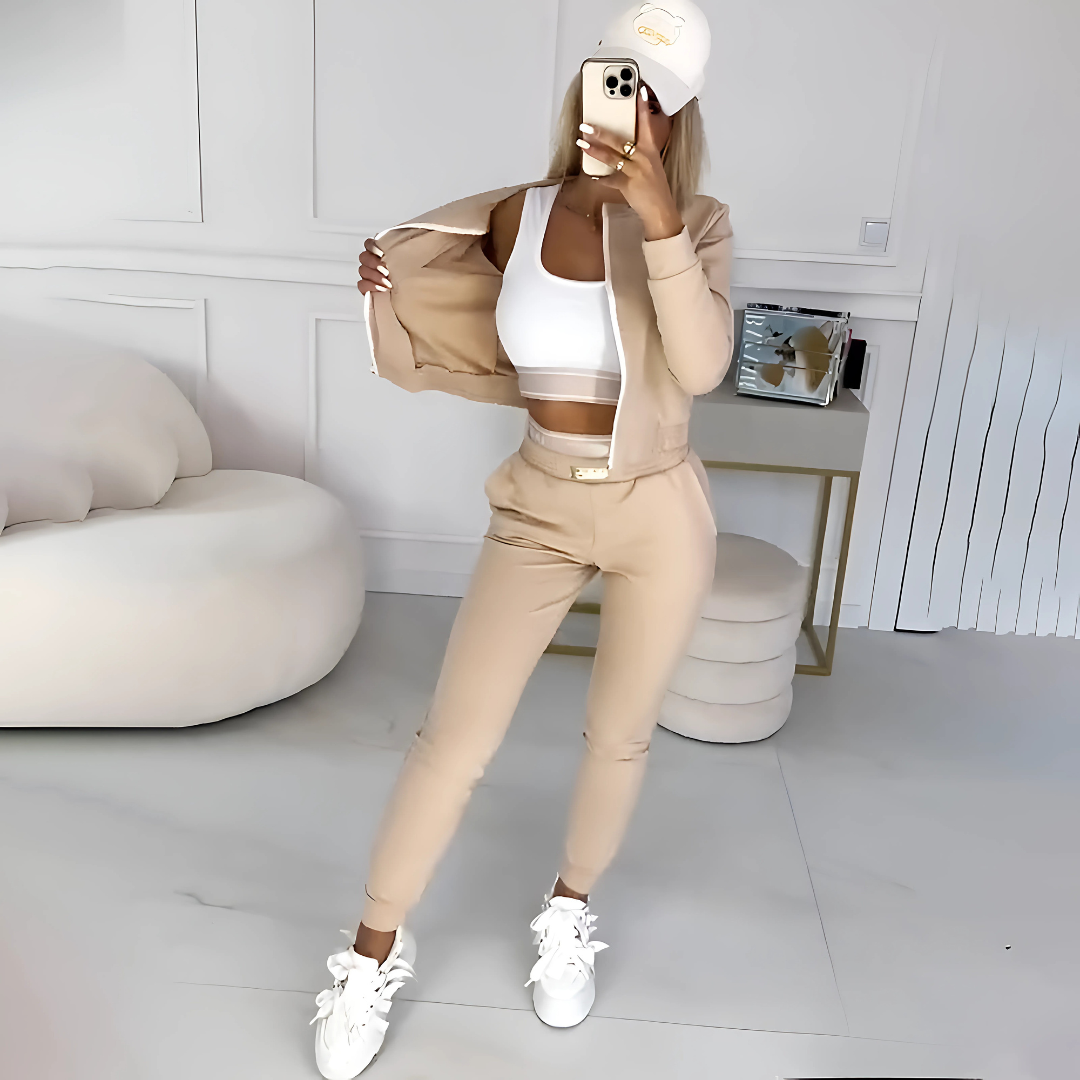 Icone™ OutfitSet: Jacke, Tanktop Und Hose – Lässiges Outfit-Set Für Damen