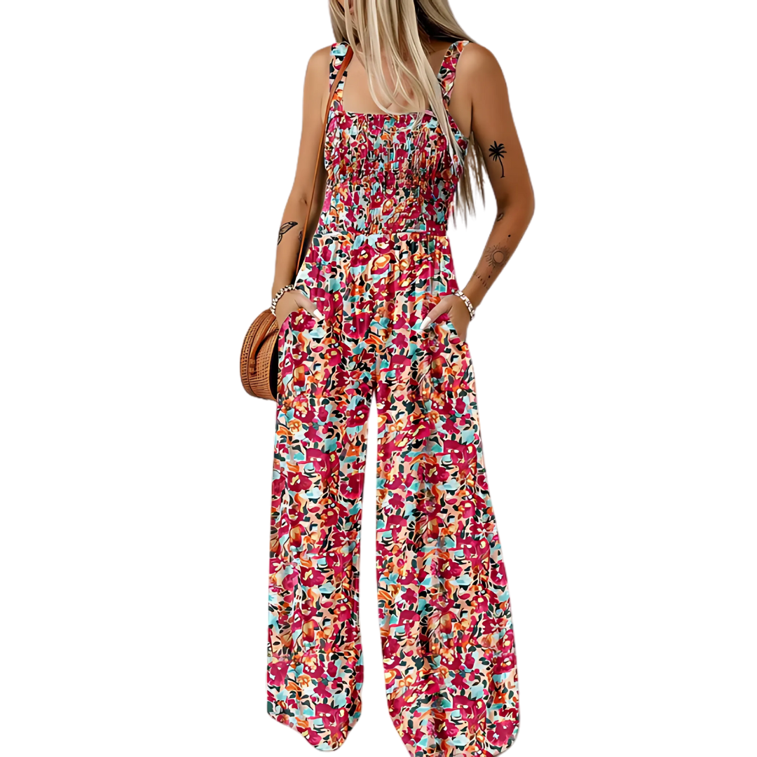 Icone™ PrintedJumpsuit: Volle Länge Bequem Lässig Lockere Passform Bedruckter Jumpsuit