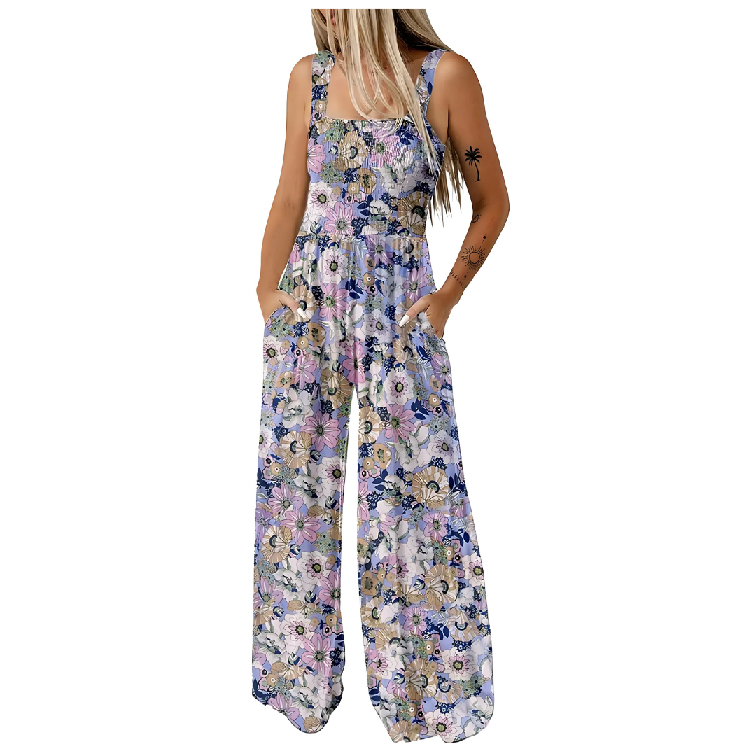 Icone™ PrintedJumpsuit: Volle Länge Bequem Lässig Lockere Passform Bedruckter Jumpsuit
