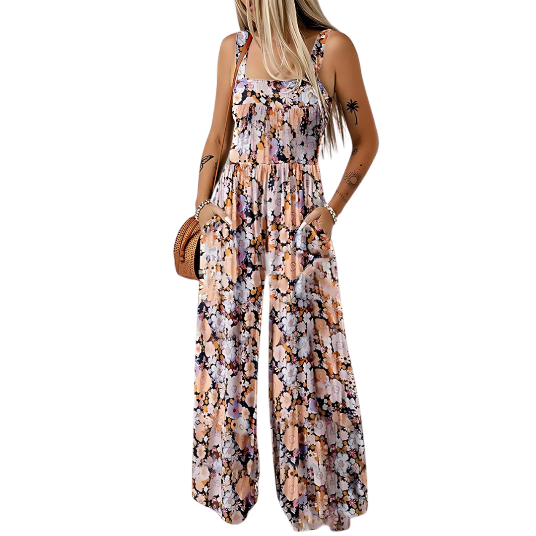 Icone™ PrintedJumpsuit: Volle Länge Bequem Lässig Lockere Passform Bedruckter Jumpsuit