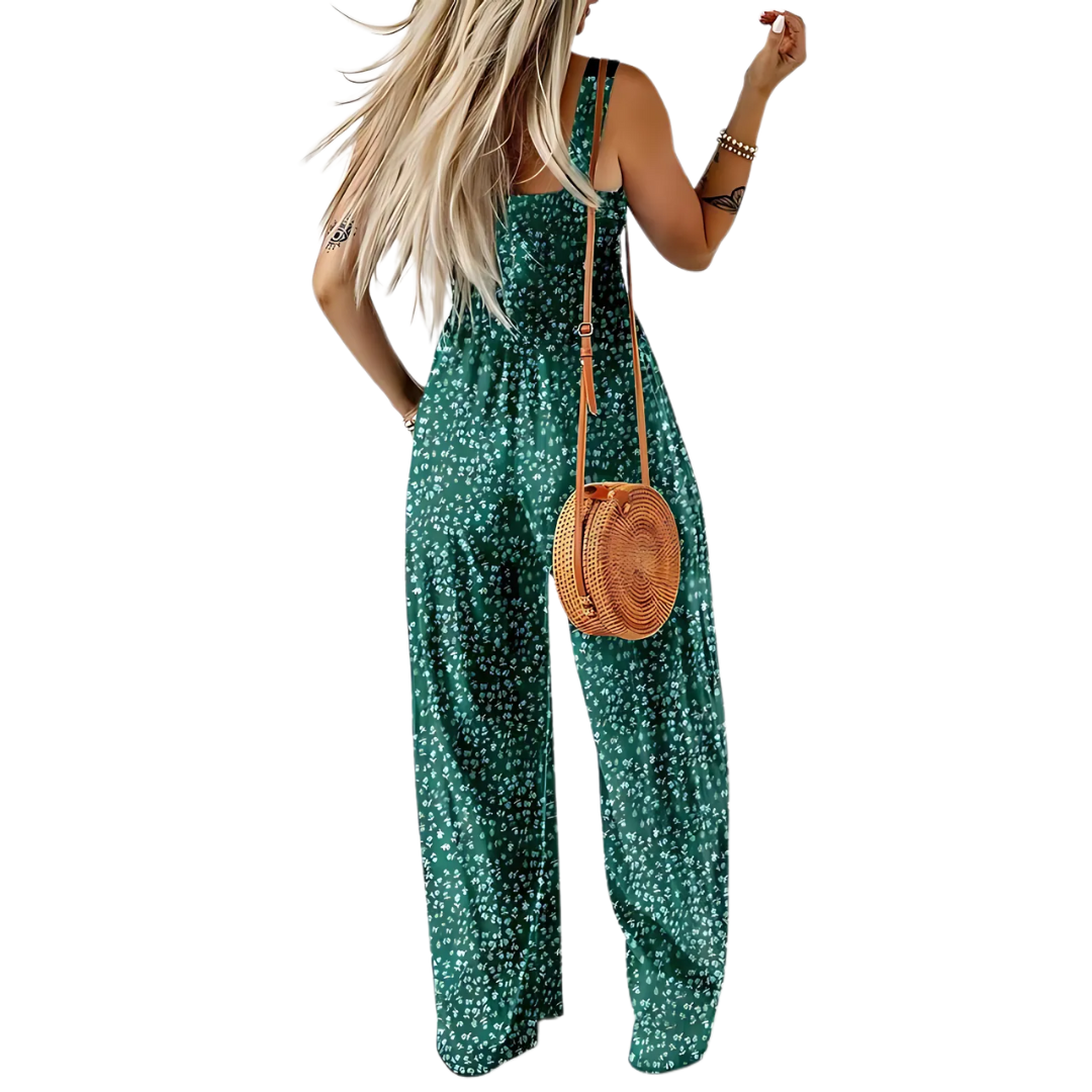 Icone™ PrintedJumpsuit: Volle Länge Bequem Lässig Lockere Passform Bedruckter Jumpsuit