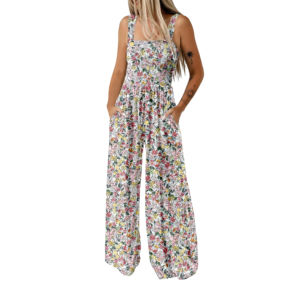 Icone™ PrintedJumpsuit: Volle Länge Bequem Lässig Lockere Passform Bedruckter Jumpsuit