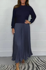 Icone™ PleatedDress: Langärmliges Oberteil Mit Eleganter Falten Rock Kleid