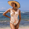 Icone™ ElegantSwimsuit: Elegantes Plissee-Design V-Ausschnitt Bauchweg Badeanzug