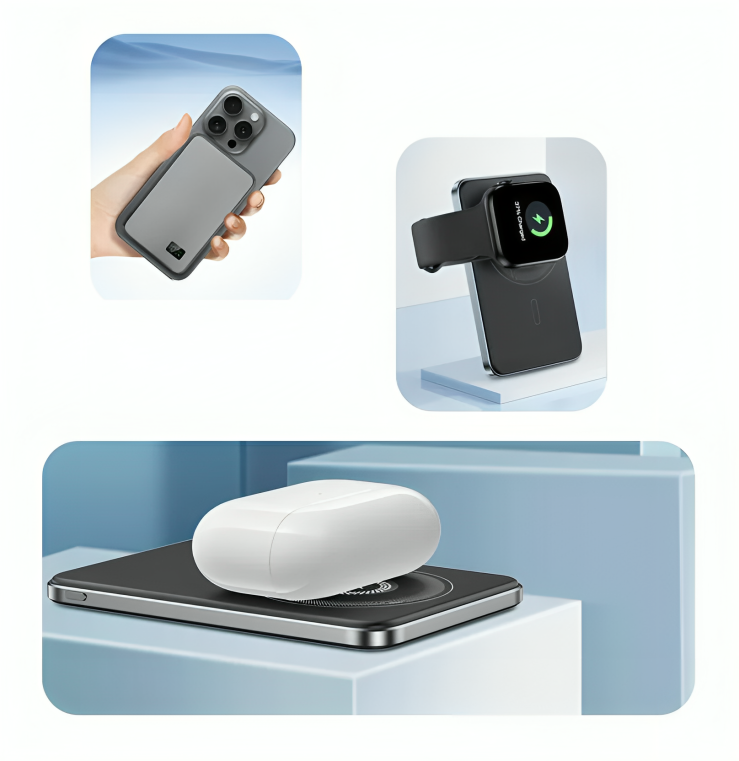 MagneticCharger - 3 in 1 Schnell Magnetisches Ladegerät Tragbare Powerbank