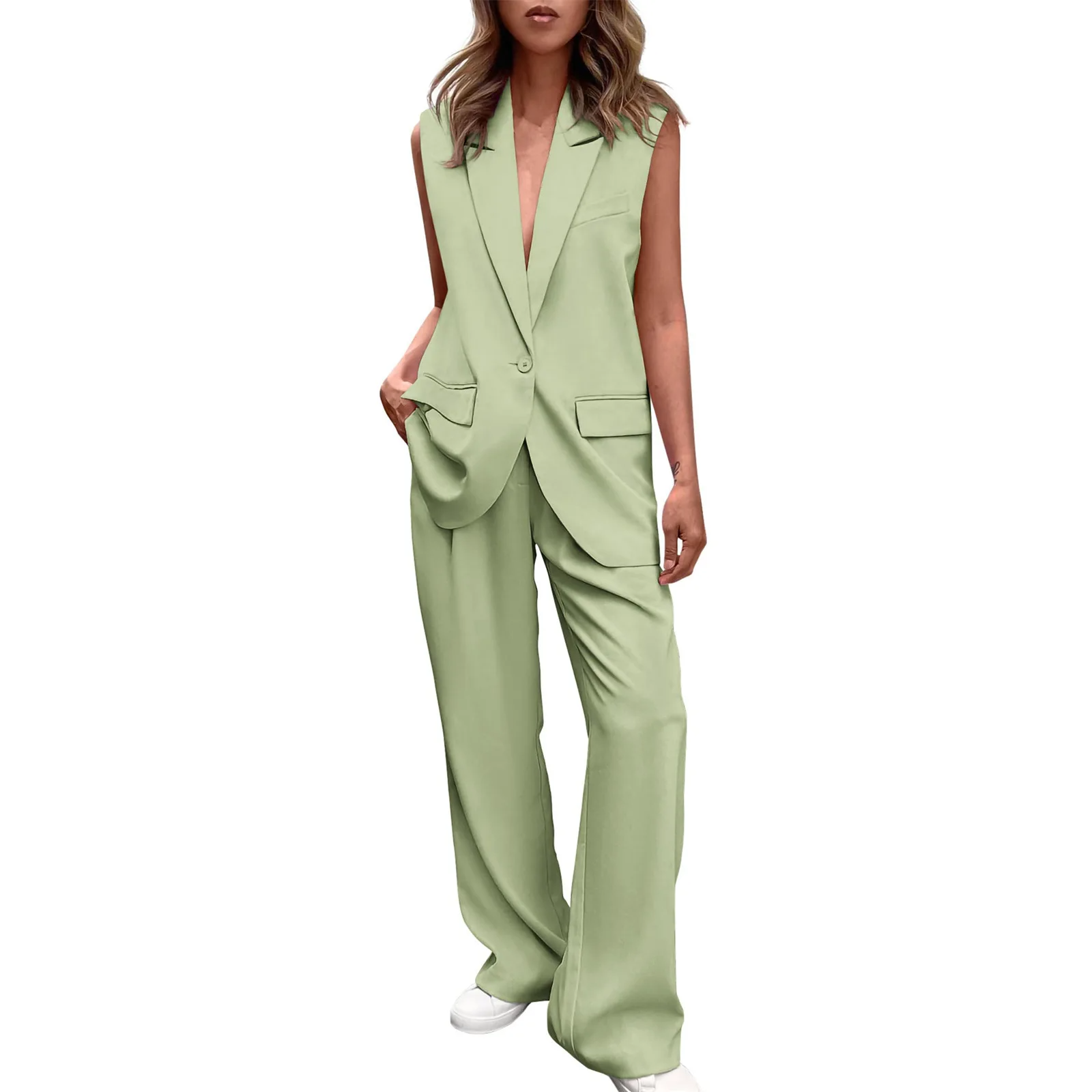 Icone™ BlazerSet: Damen Chic Ärmelloser Blazer Und Hose Im Set