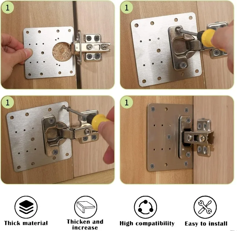 HingePlate 1+1 GRATIS: DIY-Möbel-Scharniere Reparatur-Seitenplatte
