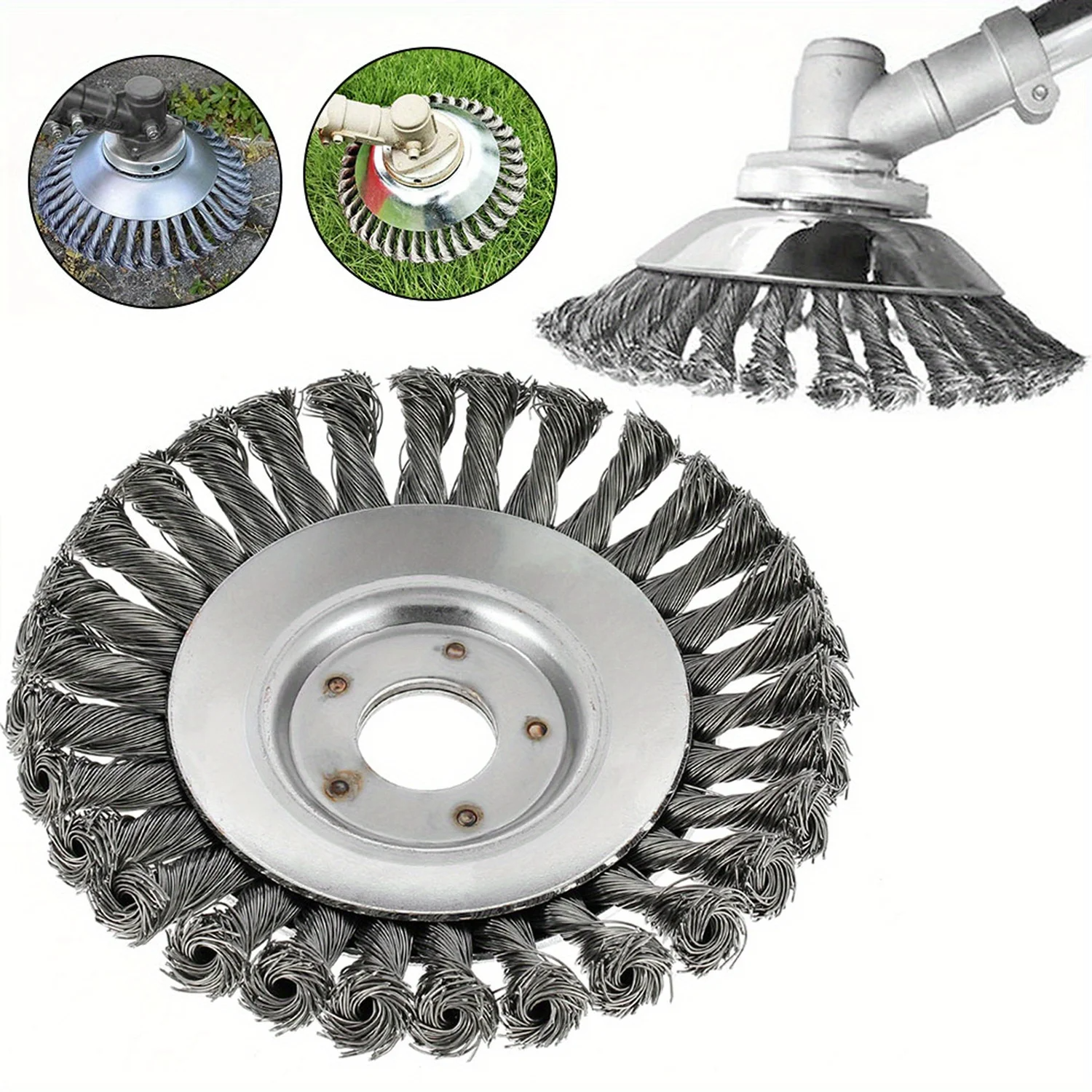 CutterHead: Hochleistungs Stahldraht Unkraut Schneider 20cm Bürstenkopf-Set