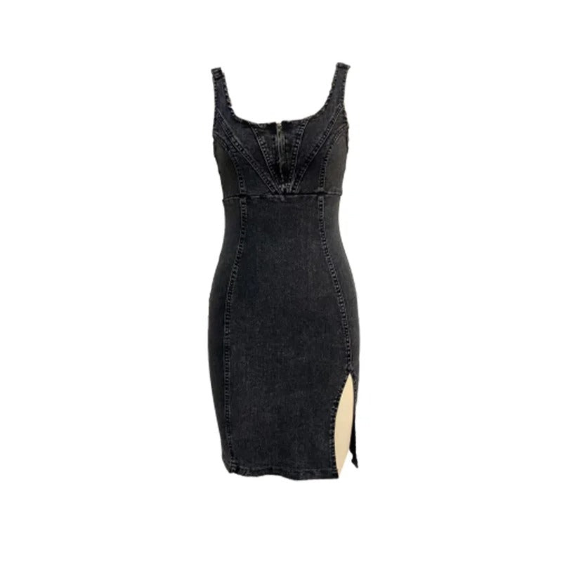 Icone™ DenimDress: Denim-Kleid Mit Schlitz Und Verstellbaren Trägern