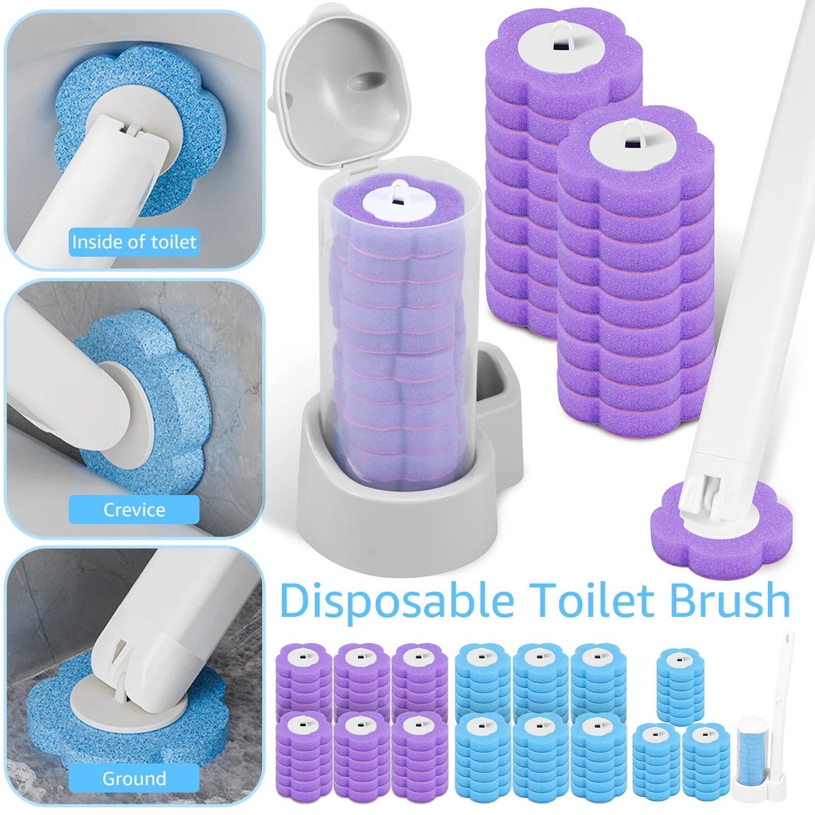 Cleaner Pro° ToiletCleaner: Einweg-Toilettenbürstenkopf-Reinigungsset